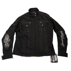 Rare Speed and Strength Black Little Miss Dangerous Textile Moto Jacket Size XL